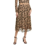 womens Pleated Midi Skirt, m, Brown